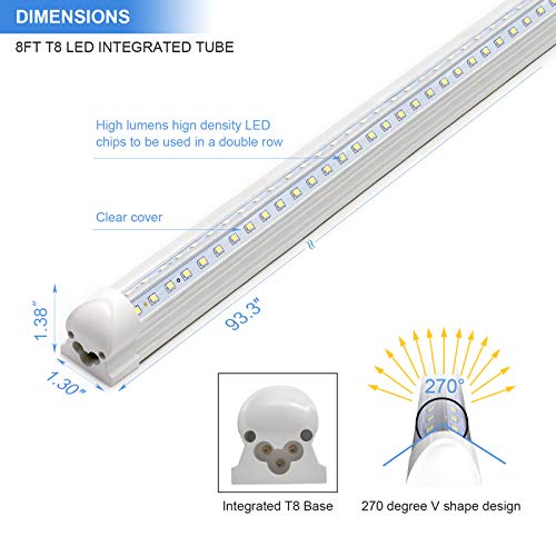 Phiwicsh 10-Pack 8Ft Led Shop Light Fixture - 90W T8 Integrated Led Tube Light thumb #2