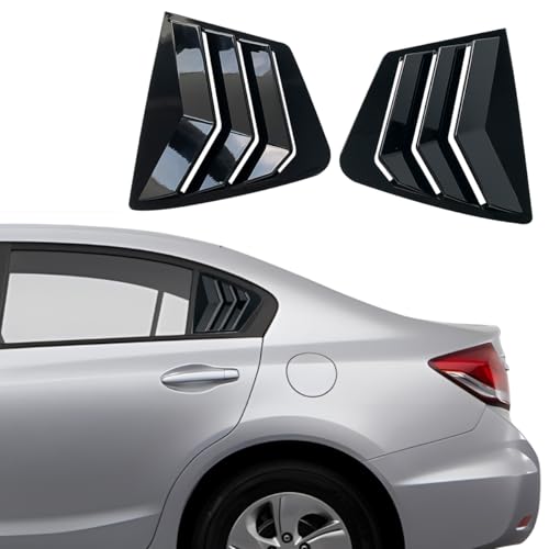 XYHGM for Honda Civic Sedan 9th Gen 2012 2013 2014 2015 Window Louvers Rear Side Window Louvers Air Vent Scoop Shades Cover Blinds Trim Exterior Accessories 2PCS(Bright Pitch Black) by XYHGM - Used condition - US$25.09