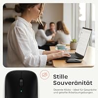 SATECHI Kabellose Maus Extra Slim EX, Aufladbar, Schwarz | Leise Klicks, bis zu 3 Monate Akku, Aluminium-Design, Bluetooth & 2,4GHz, Multi-Device, macOS/Windows/iPadOS/Android – Ansicht 5