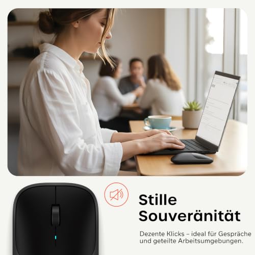 SATECHI Kabellose Maus Slim EX, Bluetooth & 2,4 GHz, Aufladbar, Schwarz – Ansicht 5