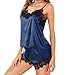 Produktbild Damen Satin Schlafanzüge,FIRSS,Satin Kurz Spitze Babydoll Pyjama Shorts V-Ausschnitt Babydoll Pyjama Shorts Kurz Sommer Träger Dessous