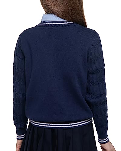 BOBOYOYO Girls Cardigan Kids School Uniform Sweater 100% Cotton Knit Girls Sweaters Button Crewneck Toddler Cardigans2