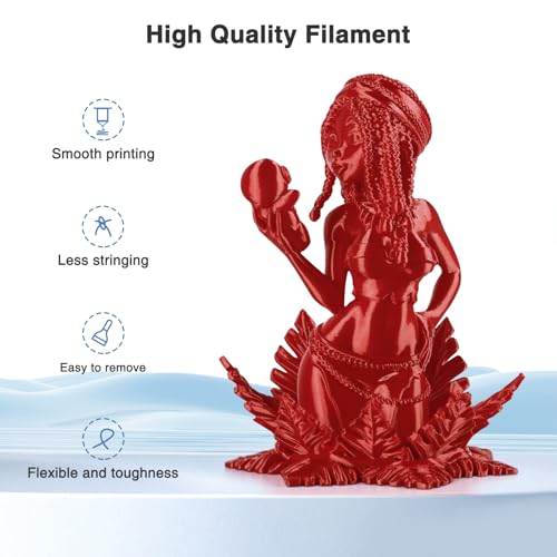 Image of Silk Red PLA Filament 1.75mm 1kg(2.2lbs), Amoybaby High Speed 3D Printer Filament PLA for Fast Printing, Low Warp & Clog-Free, Accuracy + /- 0.03mm, Compatible with Bambu, Elegoo & FDM Printers