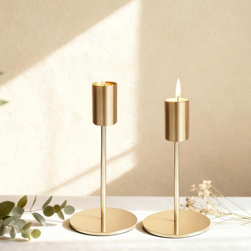 3 Stück Kerzenständer, Kerzenständer Stabkerzen, Stabkerzenhalter Gold, Metall Vintage Modern Deko für Abendessen Hochzeit Haus Tisch Tischdeko Wohnzimmer Adventskranz Advent Weihnachten – Bild 5