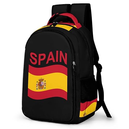 Flag of Spain Laptop Backpack Double Layers Travel Backpack Durable Daypack for Men Women