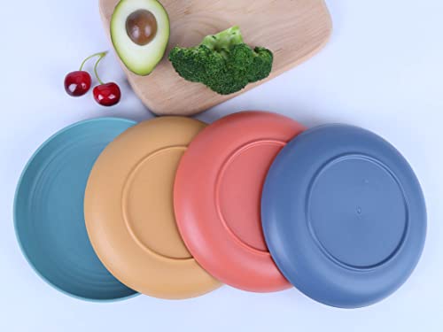 Luckyzone 7.8 Inches Unbreakable Wheat Straw Plates - Lightweight & Reusable Plate Sets Of 4 For Kitchen Dishes - Dishwasher & Microwave Safe - Healthy, Bpa Free & Eco-Friendly (4 Color) #TOP2
