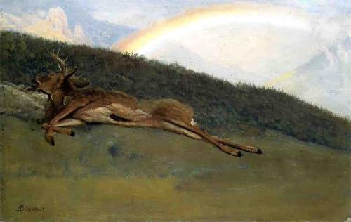 Cuadro de ciervo caído Albert Bierstadt lienzo decorativo de 60x90cm SERENDIPITP