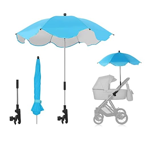 Baby Umbrella Stroller Parasol with Clamp Adjustable, UV Protection Clip on Umbrella Stroller for Toddlers 1-3 Stroller Sun Shade Umbrella for Trolley, Beach Chair, Wheelchair, Travel