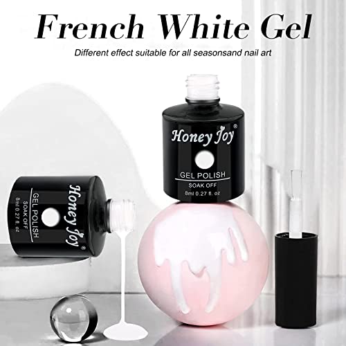 French Manicure Jelly Silicone Nail Stamper With 8 Ml White Gel Polish Kit Set,Clear Transparent Soft Stamp And Scraper For Nail Art Template Plate Printer Tool,Hj-Nat074-Gel-Set-White #TOP4