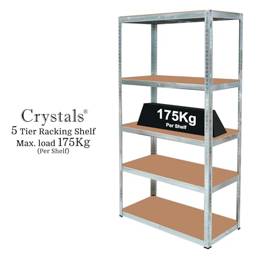 Crystals 3 X Heavy Duty 5 Tier Garage Shelving Units | Metal Shelving Unit with 175kg UDL Per Shelf | Garage Racking & Storage Solution, Metal Racking Shelving for Shed, Garage & Workshop 180x90x40cm 7 Crystals 3 X Heavy Duty 5 Tier Garage Shelving Units | Metal Shelving Unit with 175kg UDL Per Shelf | Garage Racking & Storage Solution, Metal Racking Shelving for Shed, Garage & Workshop 180x90x40cm - Image 7
