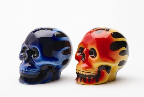 Salière poivrière crânes en céramique sculptée main