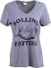 Rolling Fatties - Funny Cat Shirts for Women, Hilarious Novelty Clothing Rollin Cat T-Shirt - (Vneck,L)
