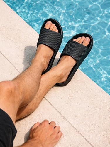 Image of hummel TEXTURE SOFT Men's Classic Ultra Soft Sliders /Slippers with Cushion FootBed for Adult Comfortable & Light Weight Stylish & Waterproof & Everyday Flip Flops & Chappals for Gents /Boys