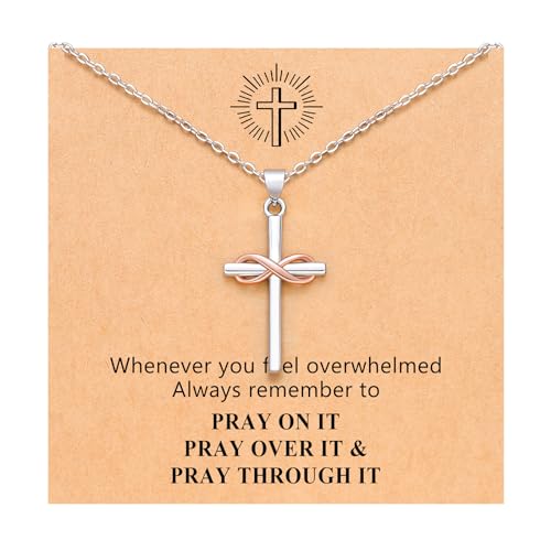 UPROMI Infinity Cross Necklace for Women, Christian Graduation Baptism Gifts for Women Confirmation Gifts for Teen