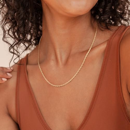 Jewlpire 2.5mm/3mm/4mm Stainless Steel Rope Chain Necklace for Men, 14K Over Gold Chain for Men and Women, Mens Jewelry Gift 16 18 20 22 24 26 Inch4