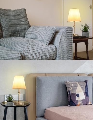 Bedside Lamps, Touch Control Table Lamp Nightstand Lamps with Silver Base 3-Way Brightness Dimmable Desk Lamp for Bedroom Living Room Children's Room Decor LED Bulb Included 2 Pack - Image 4