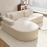 AVAWING 93'' L-shaped Boneless Corner Sofa, Sectional Modular Sofa with Memory Foam Seating＆Wide Armrest Design, Cloud Couches for Living Room, Bedroom (Beige, Left Hand Facing)