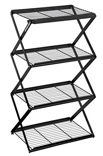 Captain Stag UP-2697 Field Rack Rack, Storage Shelf, 4 Tiers, Move Rack, W 18.1 inches (460 mm), Adjustable Height, Black Framework