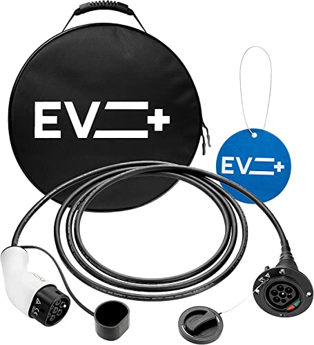 EV + Verlängerung des Ladekabels für Elektrofahrzeuge - Typ 2 IEC 62196 5 M PHEV- und EV-Ladekabe-3-Phase 32A (22 kW) Schwarz-Gratis Tragetasche
