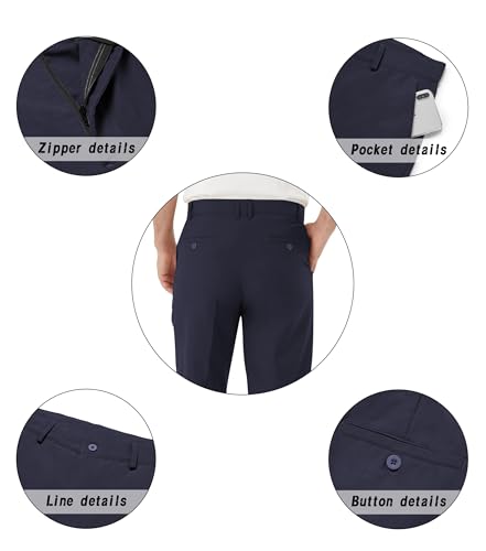 Image of Men's Tall Classic Fit Flex Flat Front Dress Pants Formal Pants for Business & Office