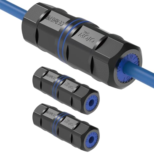 Tecmojo Waterproof Cat6 Coupler IP68 Outdoor Ethernet Connector for CAT6/CAT5E/CAT5 Shielded RJ45 Ethernet Extender for IP Camera and PoE Device 3.2in 3 Pack