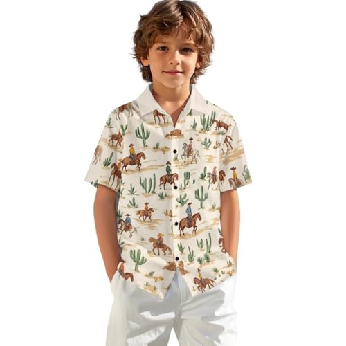 Hawaiian Shirts for Boys Button Down Shirt Casual Short Sleeve Graphic Vacation Outfits Novelty School Tops2