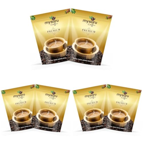 Image of MYSURU COFFEE Premium Filter Coffee Powder 200g, 500g [Pack of 6] | Aromatic Taste [80% Coffee - 20% Chicory] | Traditional South Indian Blend | Freshly Roasted Ground Coffee