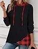 Gemulate Womens Long Hoodies Jumpers Xmas Sweaters Women Long Sleeve Pullover Ladies Patchwork Tops Soft Knitted Jumper Casual Fall Winter Sweater Black and Red XXL #2