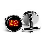  Dieselpunk Steampunk Cyberpunk Nixie Tube Print Number 42 Forty-Two Meaning of Life Zweiundvierzig Sinn des Lebens Rhodium Silber Manschettenknöpfe