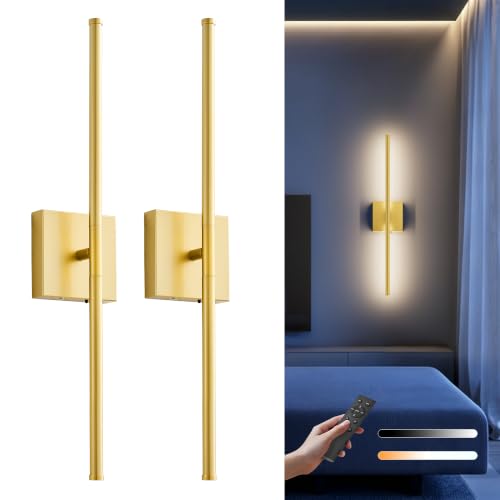 KARTOOSH Battery Operated Wall Sconces Peel & Stick Lights Set of 2, Gold