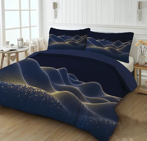 Housse de couette 200x200cm parure de lit 3 pièces microfibre douce - 3