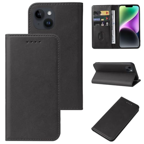 Étui de protection à rabat noir pour Apple iPhone 15 Plus König Design avec support