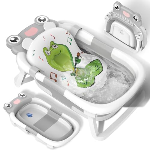 Bañera Bebe Bañera Plegable Bebé, Asiento Bañera Bebe con Cojin Esenciales Para Bebés, Adaptador Bebé Con Patas Du cha Reductor Niños Hamaca Soporte Portatil Banheira Plegables Recien Nacido 0-2 Años