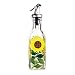 Grant Howard Hand Painted Square Cruet with Pourer, Sunflowers, 6 oz, Multicolor