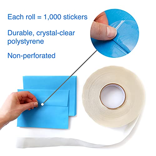 Chromalabel 1.50 Inch Round Clear Wafer Seals, 1000 Stickers Per Roll, Non Perforated #TOP3
