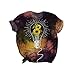 Produktbild T-Shirts Damen Sommer, Morbuy Mädchen Lustig Bunt Mode Klassische Sonnenblume Bluse Frauen 3D Druck Tie-Dye Retro Kurzarm Rundhals Oberteile Casual Baumwolle Locker Tee Tops (Braune Glühbirne,3XL)