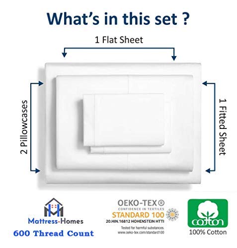 Split King Size Sheet Set - 5 Piece Set - Hotel Luxury Bed Sheets - Extra Soft - Deep Pockets - Easy Fit - Breathable & Cooling -Cotton - Comfy - White Bed Sheets - Split Kings Sheets #TOP4