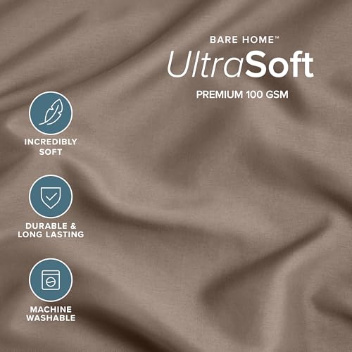 Image of Bare Home Microfiber Pillow Cases - Standard /Queen Size Set of 2 - Cooling Pillowcases - Double Brushed - Taupe Pillowcases 2 Pack - Easy Care (Standard Pillowcase Set of 2, Taupe)