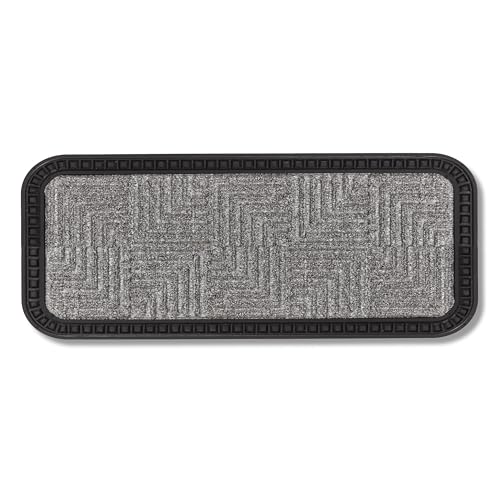 Astra Fußmatte Außen & Innen - 25x60 cm - Silber Muster - Sauberlauf Türmatte rutschfest - Schmutzfangmatte sehr strapazierfähig - Fussmatte aussen Stufen