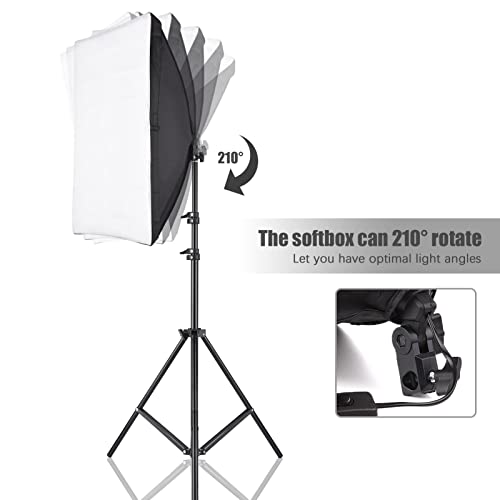 Andoer Kit de Caja de luz para fotografía de Estudio con Caja de luz de 50x70 cm * 1 + Soporte de trípode de Metal de 2M * 1 para transmisión en Vivo Retrato Producto Foto Video - Imagen 3