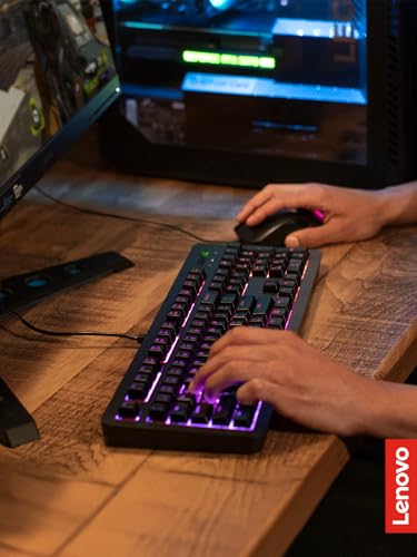 Image of Lenovo Legion KM310 RGB Wired Gaming Keyboard & Mouse Combo - K310 Keyboard w /Silent Operation & Compact Water-Resistant Design - M300S Mouse with 8000 Adjustable DPI, 220 IPS, 6 Programmable Buttons