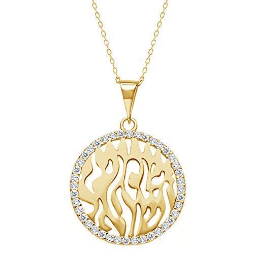 Alef Bet by Paula Shema Israel Hebrew Prayer Blessing Necklace for Women