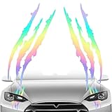 Lot de 2 autocollants en forme de griffe de monstre, autocollants anti-rayures pour capot de voiture, autocollants Monster Energy pour rayures, sourcils, phares de voiture, tuning, griffes en vinyle