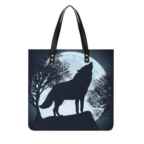 Sac à bandoulière hurlement de loup femmes grand sac à main shopper tote bag 39x39cm