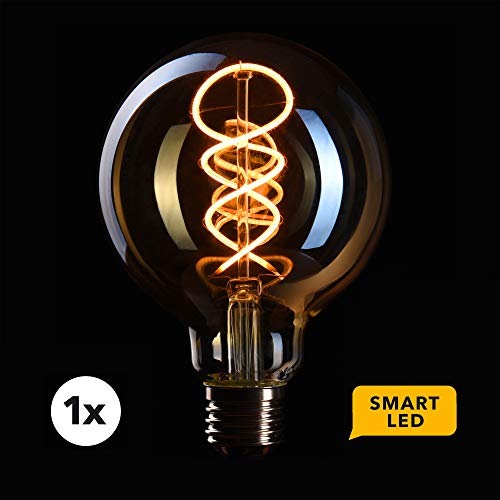 CROWN LED Smart Edison gloeilamp E27-fitting, 4 W, 2200 K, warmwit, 230 V, EL19, antieke filamentverlichting in retro… - Afbeelding 4