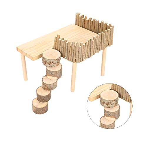 Plateforme d'escalade pour hamsters en bois noble avec échelle rotative robuste - 8