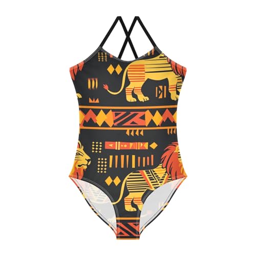 Image of Girls One Piece Swimsuits, Lion Beach Bathing Suit Sport Halter Swimwear, 3T