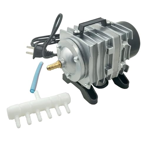 Image of Jainsons Pet Products Air Pump for Aquarium Fish Tank, Fish Farming Biofloc, Hydroponic Air Pump Fish Tank Air Pump (ACO-001, 18W, Pressure: 0.020MPa, Output: 25L /min, Dia. of Mouth: 8mm)