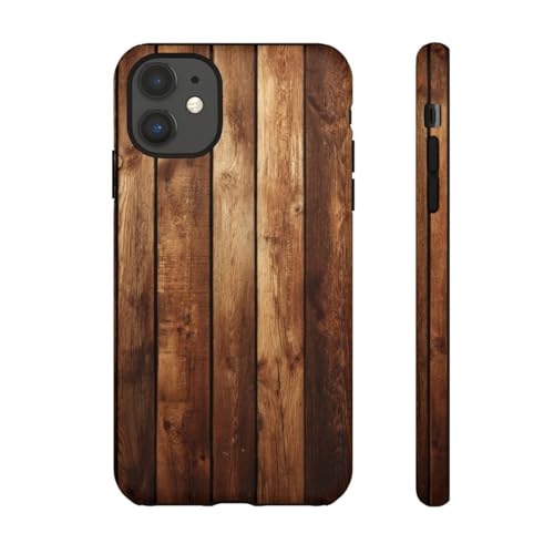 Coque rigide mate pour iPhone 11 imitation bois marron