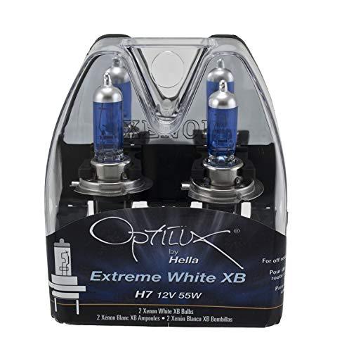 Image of HELLA H71071362 Optilux XB Series H7 Xenon White Halogen Bulbs, 12V, 55W, 2 Pack